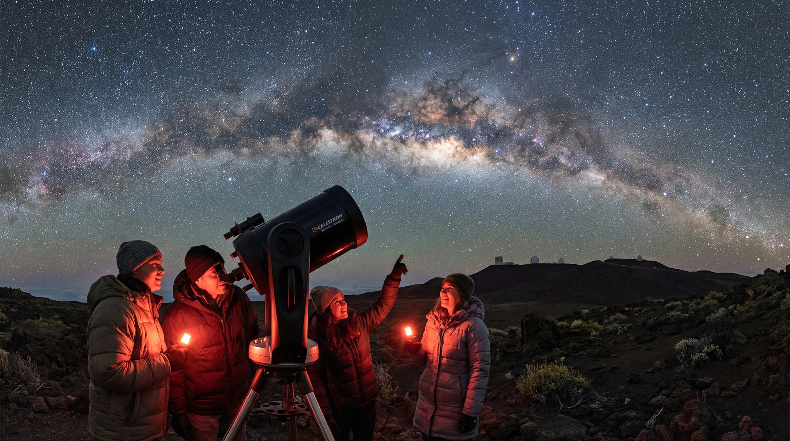 Mauna Kea stargazing guide for beginners - telescope under Milky Way