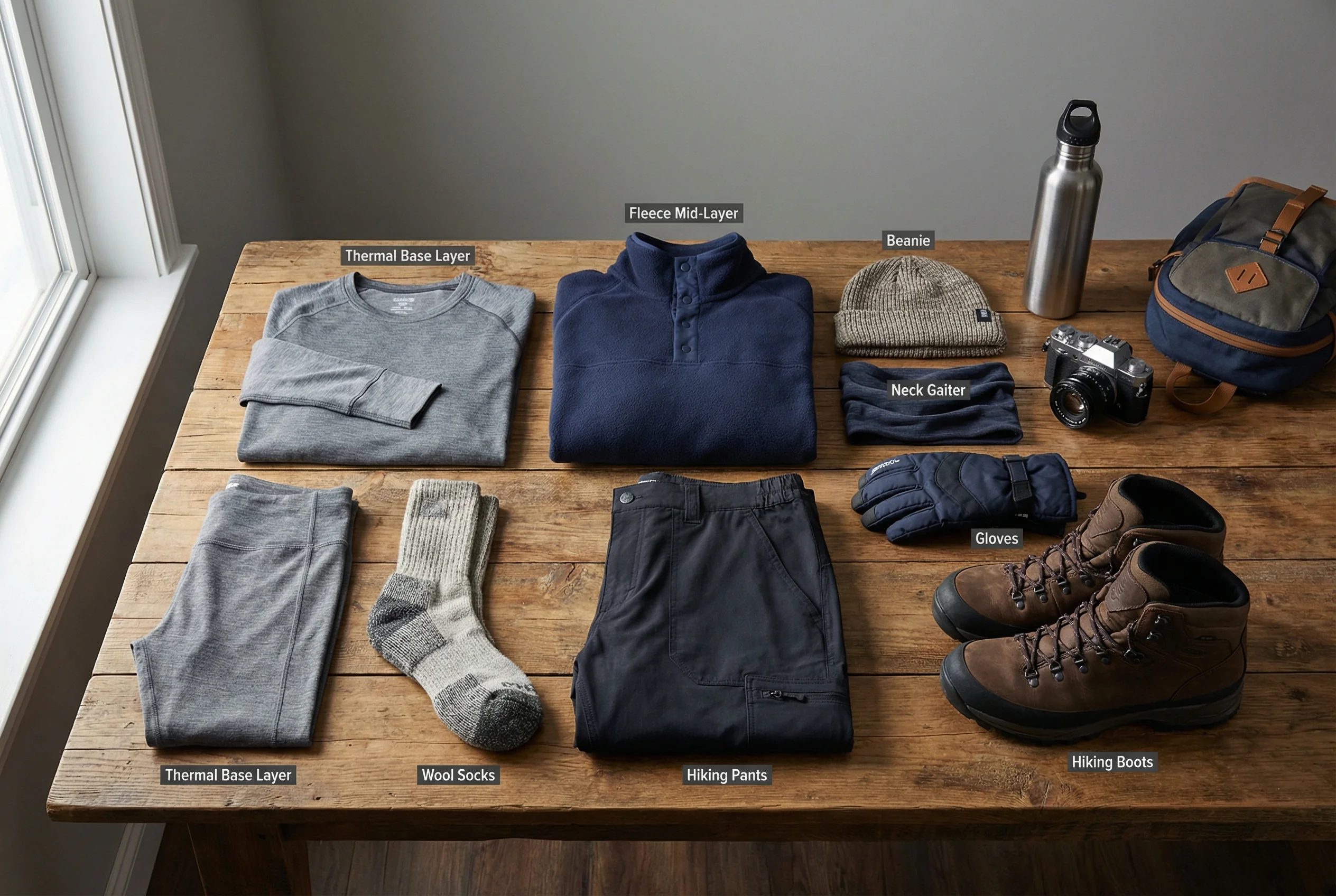 Dress in warm layers—temperatures at summit can drop to 20-30°F with strong winds Person dressed warm for Mauna Kea stargazing with layers