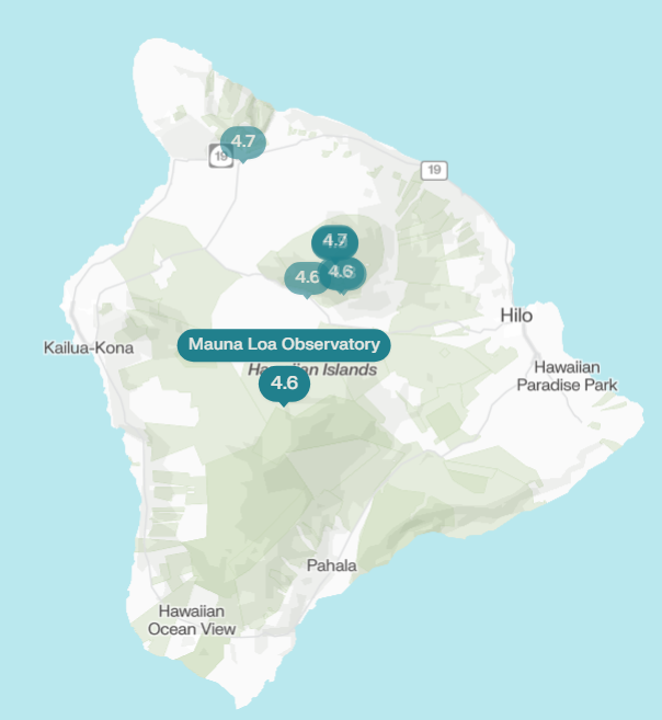 Mauna Kea stargazing locations map - observatories and viewing spots