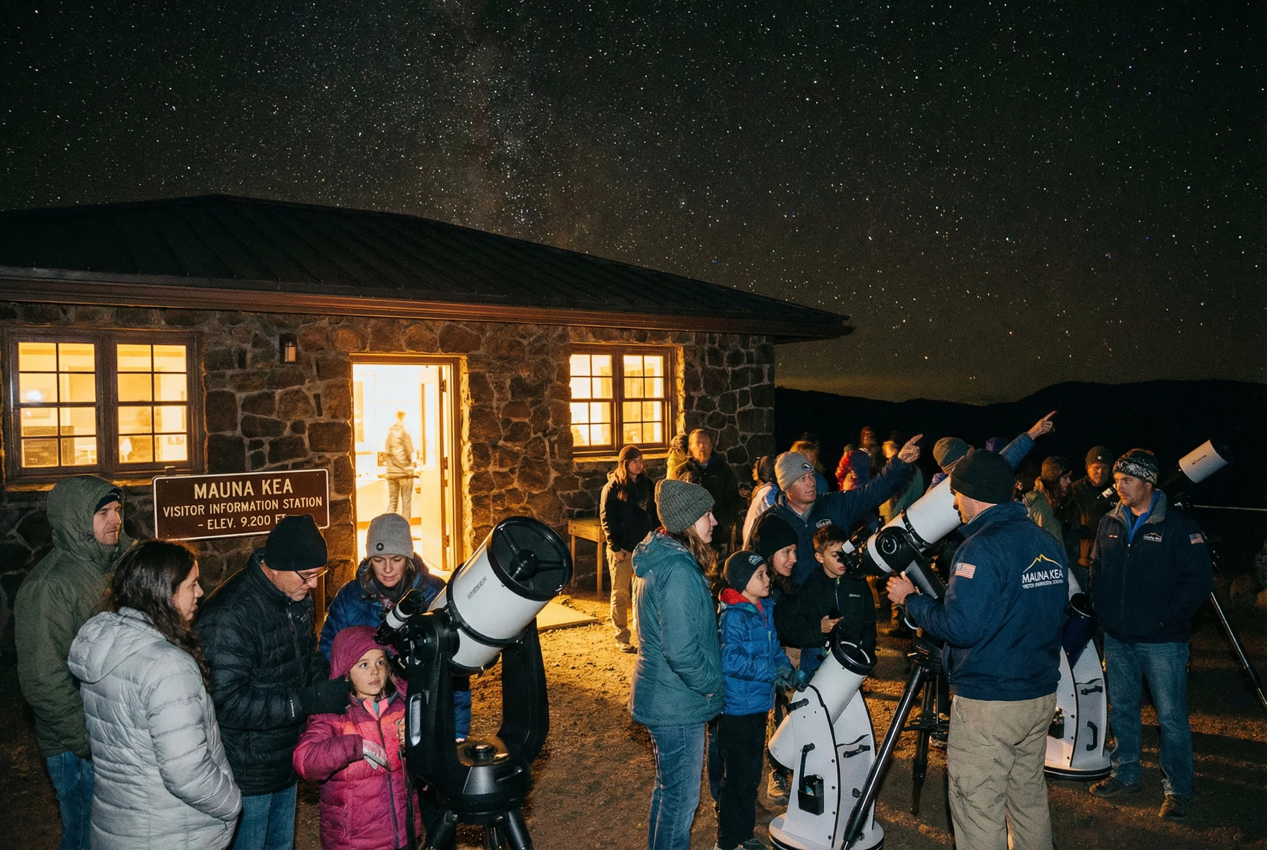MKVIS free nightly stargazing program at 9,200 feet - no 4WD vehicle required Mauna Kea Visitor Information Station free stargazing program with telescopes